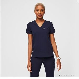 Figs Navy Caterina Scrub Top